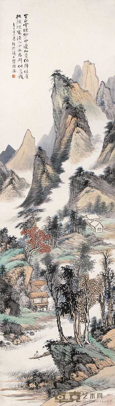 汪琨 山水 立轴 169×48cm